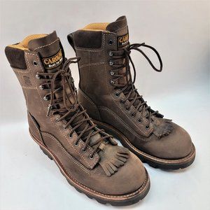 CAROLINA Brown Leather Safety Composite Toe Lace Up Logger Work Boots